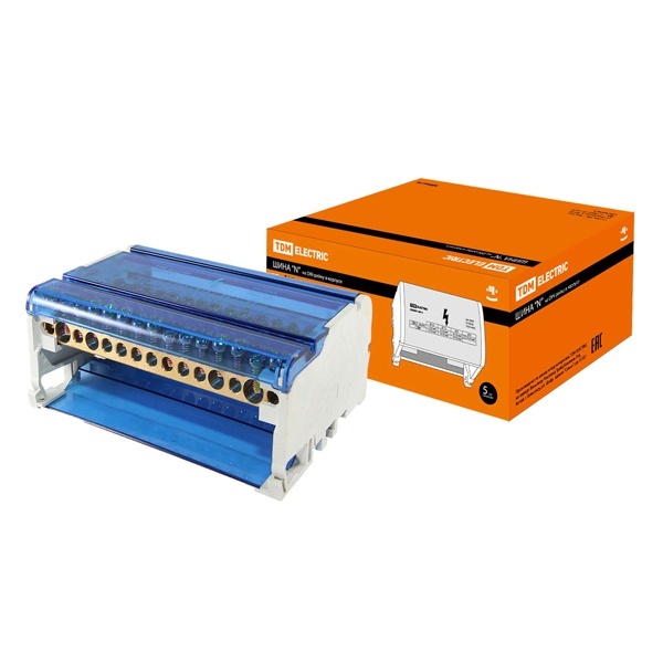 Шина N нулевая на DIN-рейку TDM в корпусе 4х11групп 125А