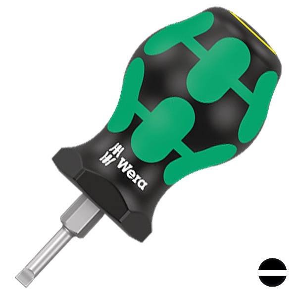 Компактная отвертка Wera Stubby с короткой ручкой и жалом плоская шлиц 1.2 x 6.5 x 24.5mm 335 SL