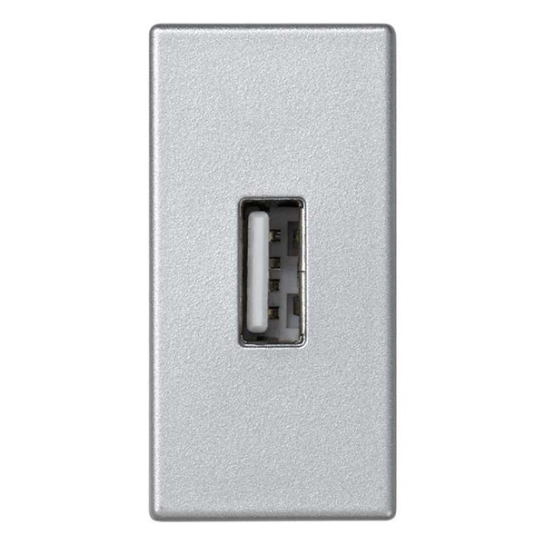 Разъём USB тип А, 22,5х45мм, винты, алюминий Simon