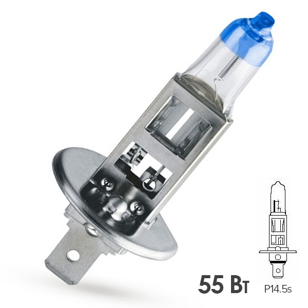 Лампа Narva H1 12V 55W P14,5s 48320 автомобильная галогенная, противотуманная, ближний/дальний свет