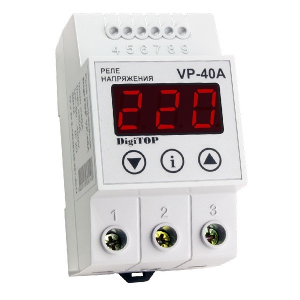 Реле напряжения DigiTOP Vp-40A однофазное регулируемое 40A