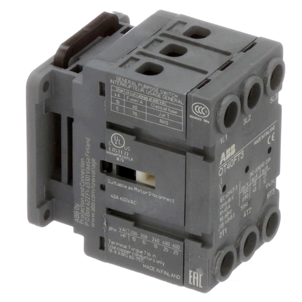 Рубильник ABB OT40FT3 до 40А 3х-полюсный дверного монтажа (без ручки) (выключатель нагрузки)