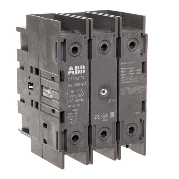Рубильник ABB OT125FT3 до 125А 3х-полюсный дверного монтажа (без ручки) (выключатель нагрузки)