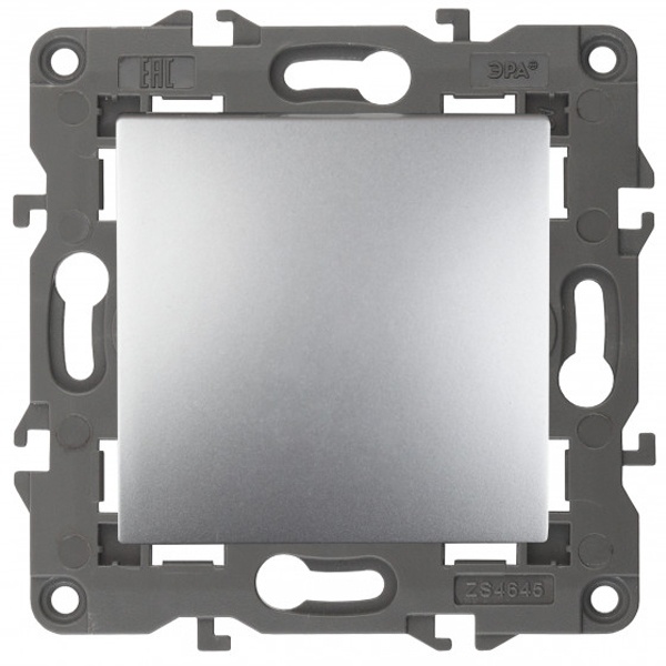 Выключатель кнопочный ЭРА 10АХ-250В IP20 Elegance алюминий 14-1111-03