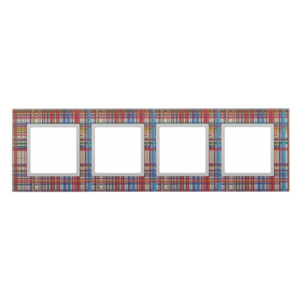 Рамка на 4 поста стекло Эра Elegance прозрачный+белый 14-5104-00