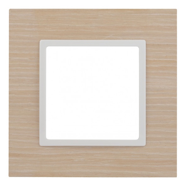 Рамка на 1 пост дерево Эра Elegance беленый дуб+белый 14-5301-01