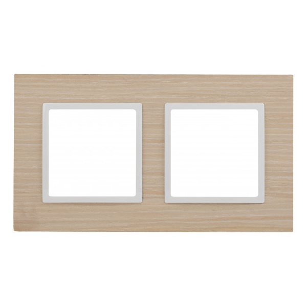 Рамка на 2 поста дерево Эра Elegance беленый дуб+белый 14-5302-01