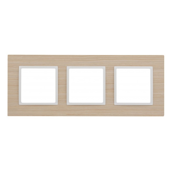 Рамка на 3 поста дерево Эра Elegance беленый дуб+белый 14-5303-01