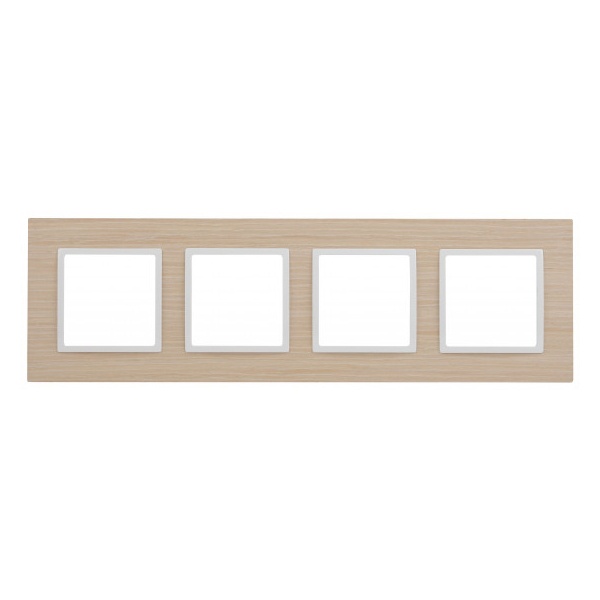 Рамка на 4 поста дерево Эра Elegance беленый дуб+белый 14-5304-01