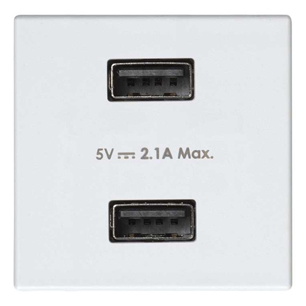Зарядное устройство Simon 27 2xUSB 2.1А 230В~ тип А, белый