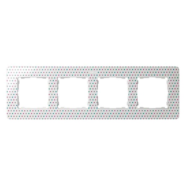 Рамка 4 поста Original Simon 82 Detail, цветной горошек-белый