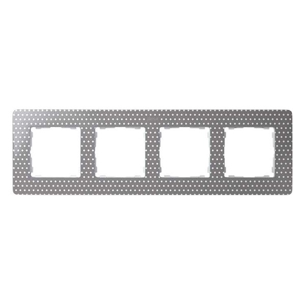 Рамка 4 поста Original Simon 82 Detail, серый в белый горошек-белый
