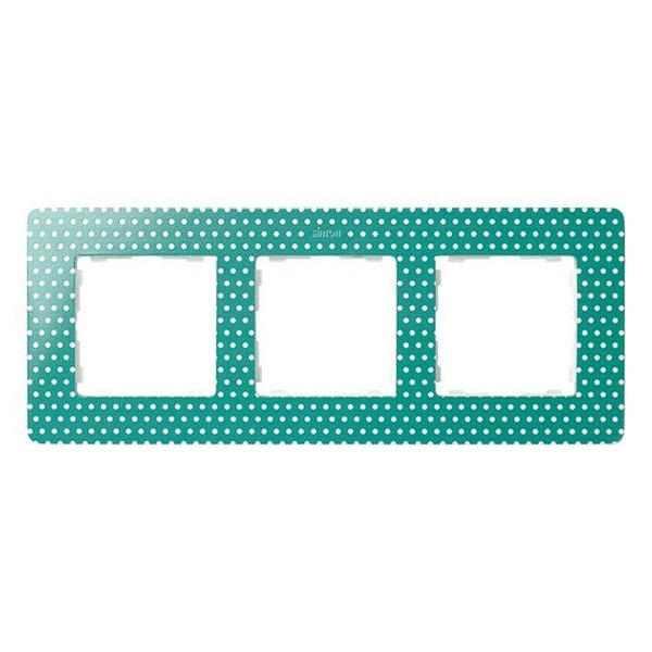 Рамка 3 поста Original Simon 82 Detail, аквамарин в белый горошек-белый