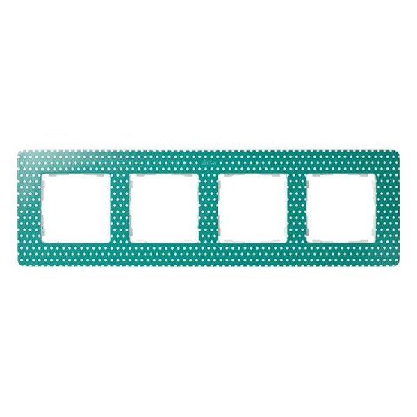 Рамка 4 поста Original Simon 82 Detail, аквамарин в белый горошек-белый