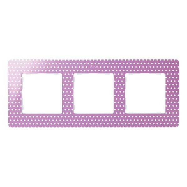 Рамка 3 поста Original Simon 82 Detail, розовый в белый горошек-белый