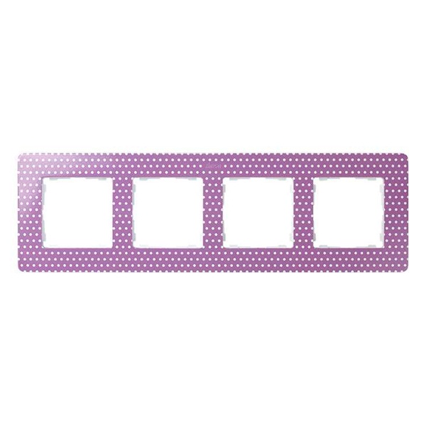 Рамка 4 поста Original Simon 82 Detail, розовый в белый горошек-белый