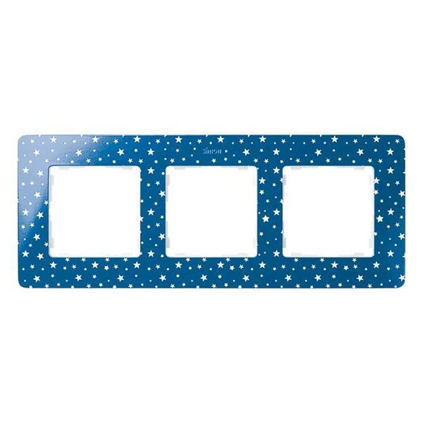 Рамка 3 поста Original Simon 82 Detail, индиго в белые звёзды-белый