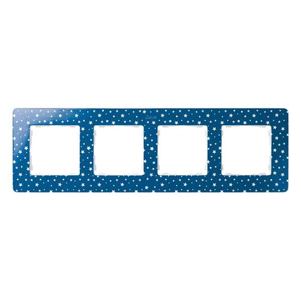 Рамка 4 поста Original Simon 82 Detail, индиго в белые звёзды-белый