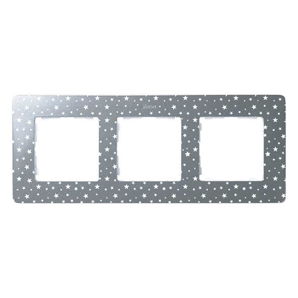 Рамка 3 поста Original Simon 82 Detail, серый в белые звёзды-белый