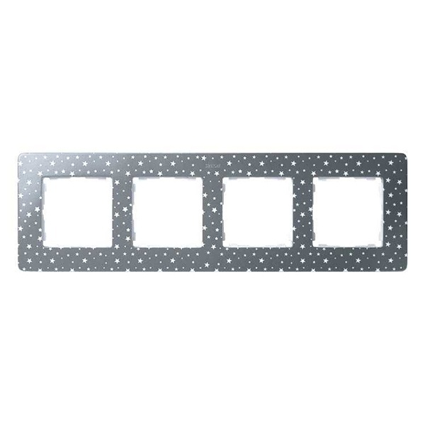 Рамка 4 поста Original Simon 82 Detail, серый в белые звёзды-белый