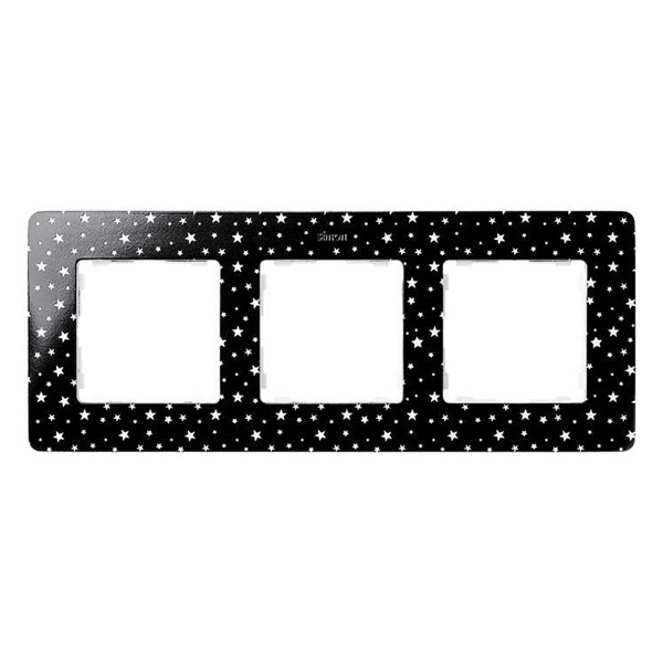 Рамка 3 поста Original Simon 82 Detail, черный в белые звёзды-белый