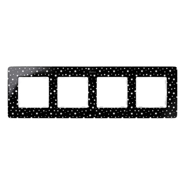 Рамка 4 поста Original Simon 82 Detail, черный в белые звёзды-белый