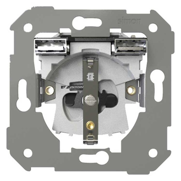 Розетка с заземлением, шторками Schuko 2Р+Е 16A 250В~ и зарядным устройством 2хUSB 2.1А S75