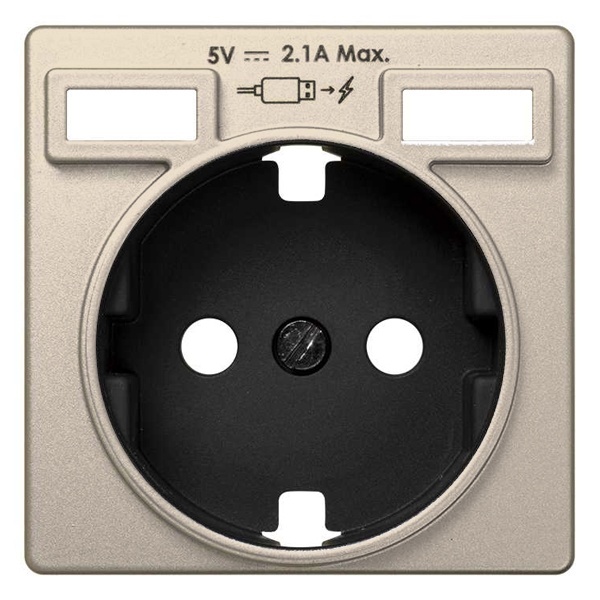 Накладка Simon 82 для розетки Schuko с зарядным устройством 2хUSB тип А, шампань