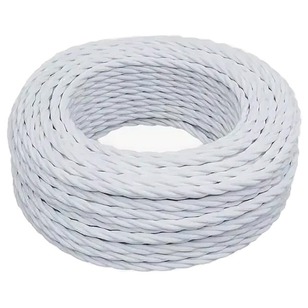 Ретро провод Bironi витой 2х0,75 белый плетеный [бухта 10м]