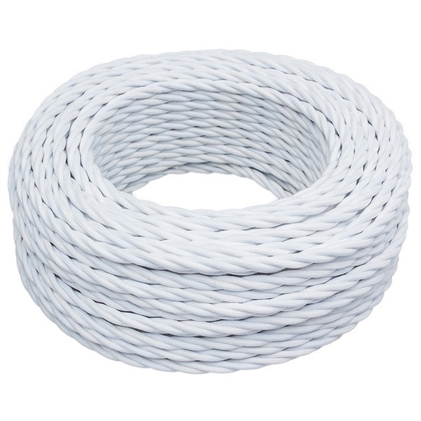 Ретро провод Bironi витой 3х0,75 белый плетеный [бухта 10м]