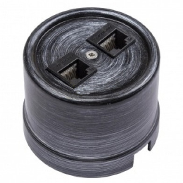 Накладная розетка компьютерная 2-ая Bironi Лизетта RJ45 пластик Серебряный Век