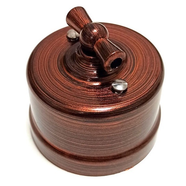 Накладной выключатель перекрестный Bironi Лизетта пластик Медный Век