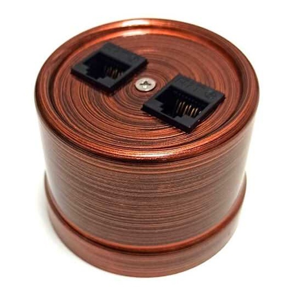 Накладная розетка компьютерная 2-ая Bironi Лизетта RJ45 пластик Медный Век