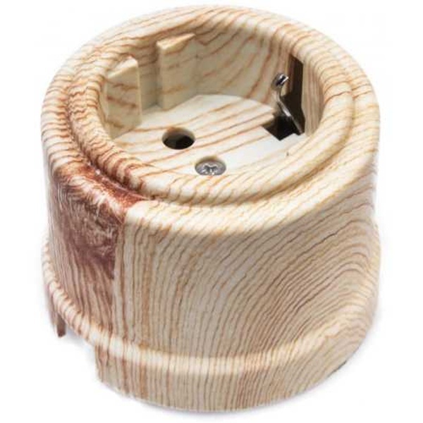 Накладная розетка с заземлением Bironi Лизетта пластик Карельская сосна