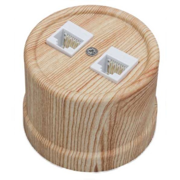 Накладная розетка компьютерная 2-ая Bironi Лизетта RJ45 пластик Карельская сосна