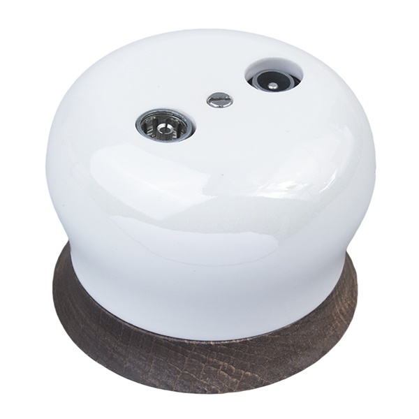 Накладная розетка R/TV-Sat проходная Bironi Фаберже керамика  перламутр (с рамкой Винтаж)