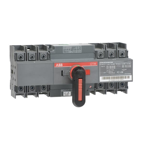 Реверсивный рубильник ABB OTM63F3CMA230V до 63А 3-полюсный с моторным приводом 110-240В AC/DC (выключатель нагрузки)
