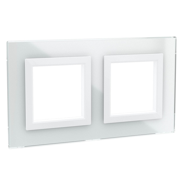 Рамка 4 модуля DKC Avanti из натурального стекла, белая