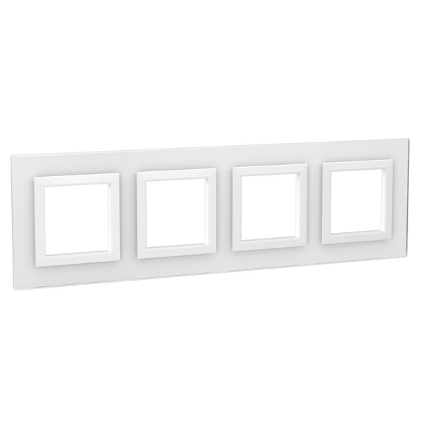 Рамка 8 модулей DKC Avanti из натурального стекла, белая