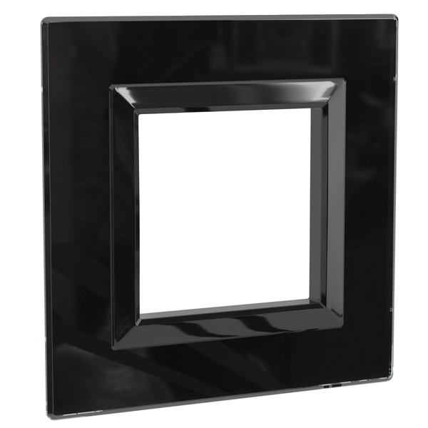 Рамка 2 модуля DKC Avanti из натурального стекла, черная