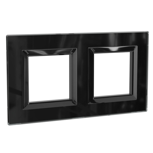 Рамка 4 модуля DKC Avanti из натурального стекла, черная