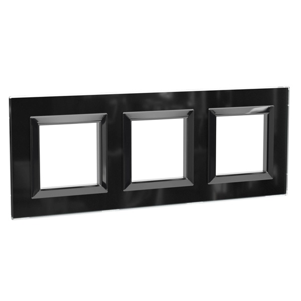 Рамка 6 модулей DKC Avanti из натурального стекла, черная