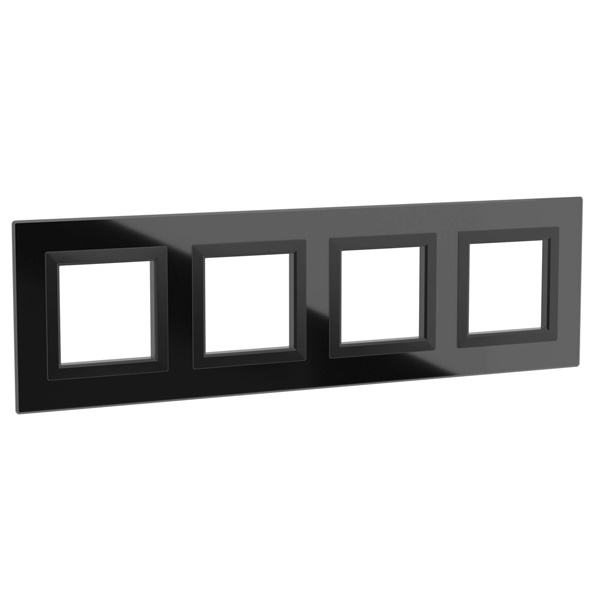Рамка 8 модулей DKC Avanti из натурального стекла, черная