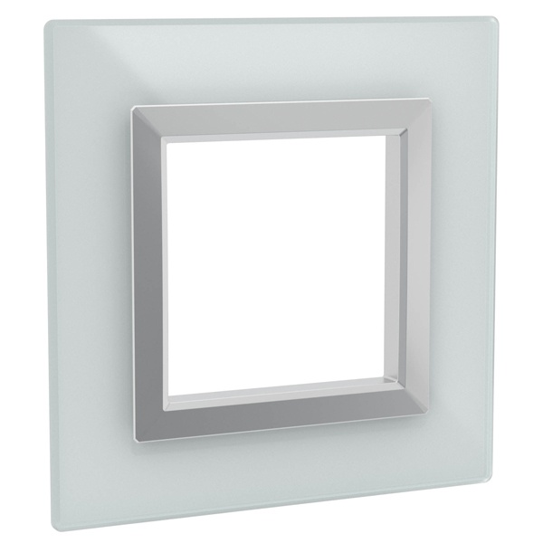 Рамка 2 модуля DKC Avanti из натурального стекла, светло-серая