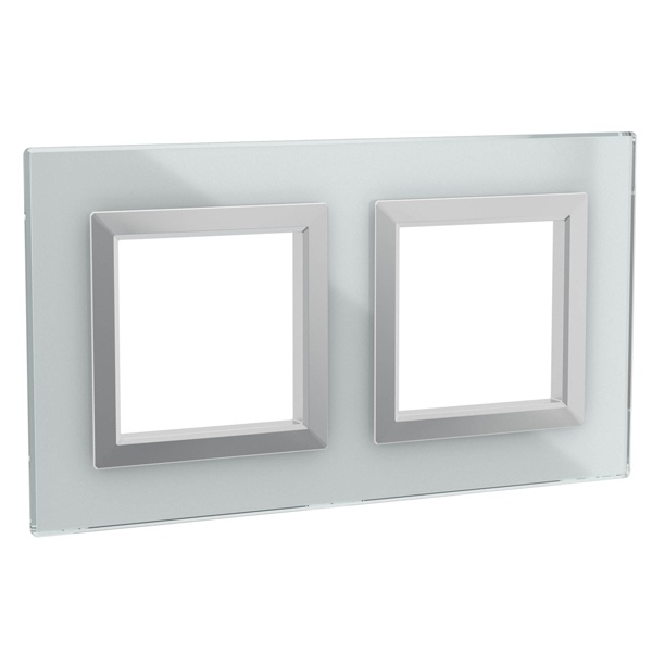 Рамка 4 модуля DKC Avanti из натурального стекла, светло-серая