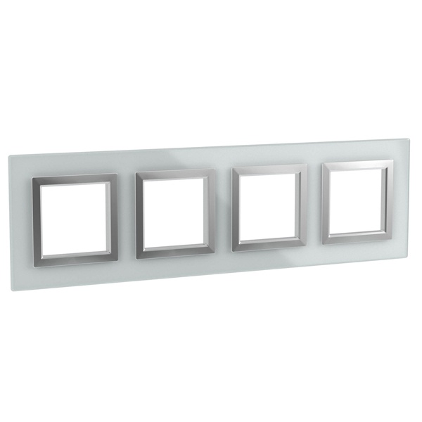 Рамка 8 модулей DKC Avanti из натурального стекла, светло-серая