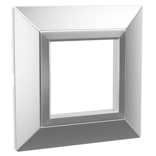 Рамка 2 модуля DKC Avanti из металла, светло-серебристая