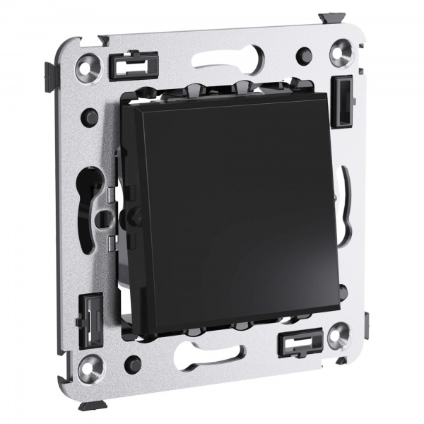 Переключатель одноклавишный в стену DKC Avanti, черный матовый