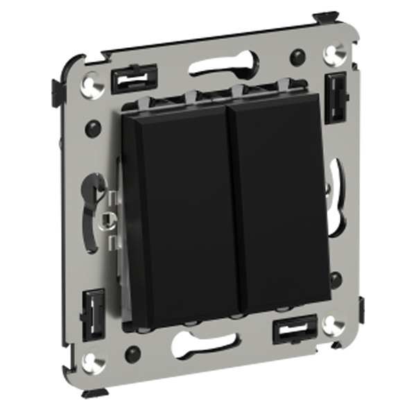 Переключатель с 3-х мест двухклавишный DKC Avanti в стену черный матовый