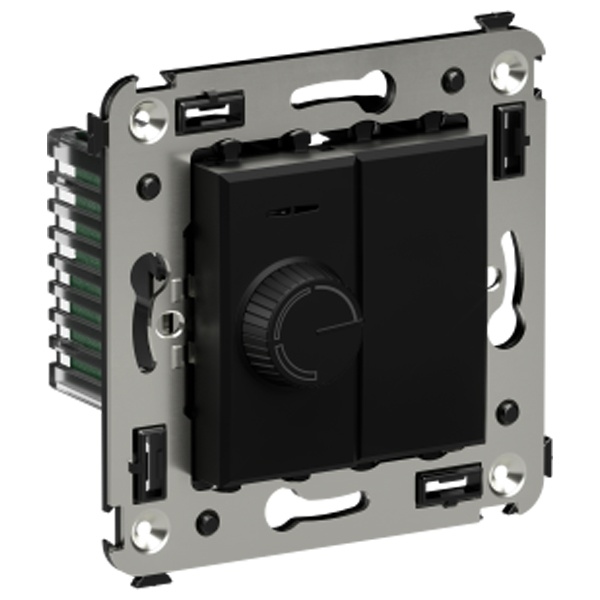 Диммер поворотный в стену DKC Avanti 60-800Вт, черный матовый